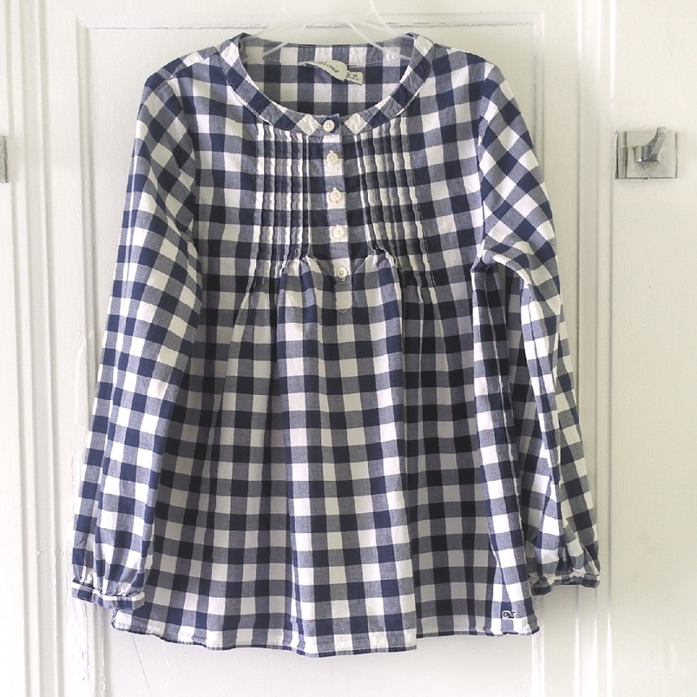 Vineyard Vines Gingham Pintuck Popover